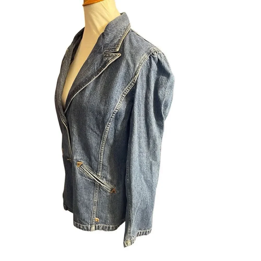 Vintage Liz Claiborne Lizwear Denim Blazer - 90s RARE Classic Jacket Size Large